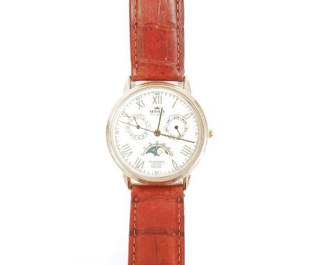 Gent's Sewills 9K gold Millennium limited edition calendar watch, no. 735/2000 and the leather strap Condition ReportSome lig