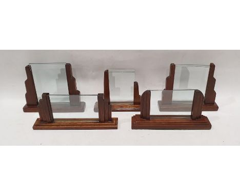 Set of five picture stands, various sizes, Art Deco style with wooden supports to encased glass slides for photograph