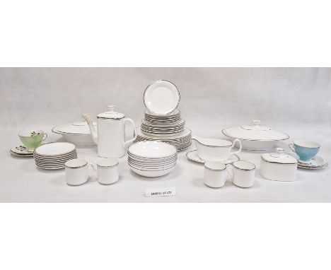 Royal Doulton china dinner service 'Platinum Concorde' pattern, mainly for eight persons, to include three oval covered turee