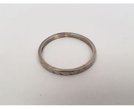 Platinum wedding band,&nbsp;engraved decoration 2.2gms approxCondition ReportSize M/N