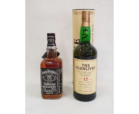 Bottle Glenlivet Pure Single Malt Scotch Whisky, aged 12 years, 1 litre and a bottle of Jack Daniels No.7 Whisky, 70clConditi