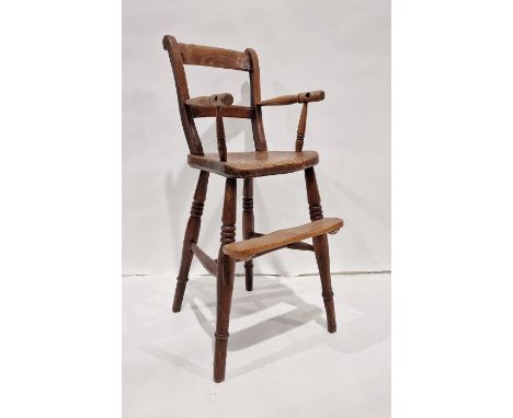 Vintage child's elm seated high chair&nbsp;