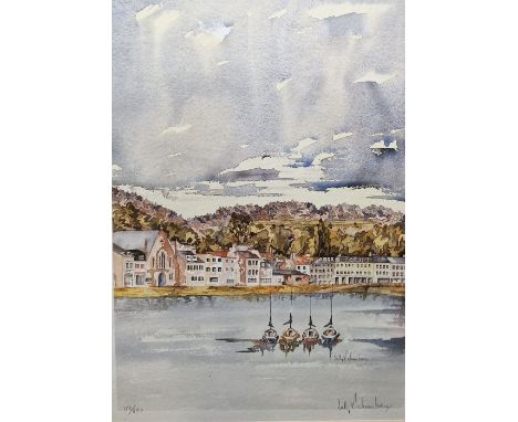 V J AveryWatercolourBirdlip Hill, signed lower right and titled lower left and a colour print (2) 