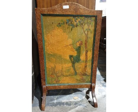 20th century firescreen with painted decoration