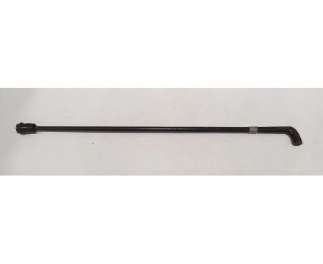 Wooden walking stick with silver collar and foliate engraving
