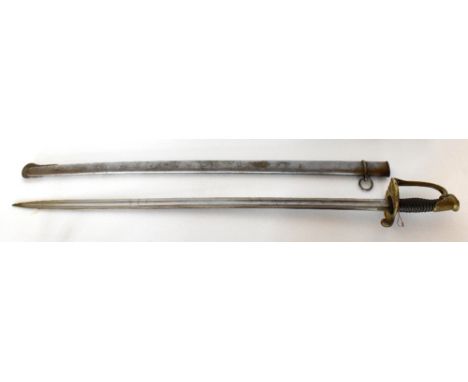 A French inventory 1845 sword and scabbard, impressed no.54913, overall length 92cm.