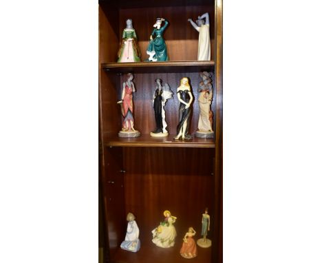 A collection of eleven decorative figures including Lladro, model of an angel beside Jesus, Royal Albert RA22 'Rose', Royal D