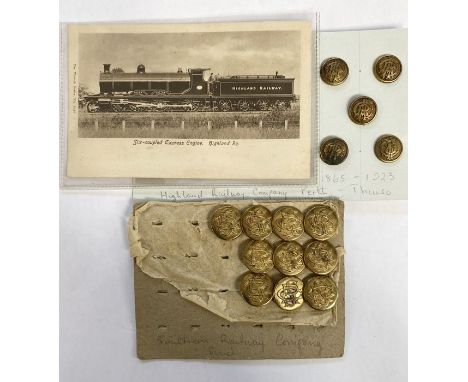 Quantity of Southern Railway Company Service buttons, postcard&nbsp;of the Six Coupled Express Engine, Oban to Kyle of Lochal