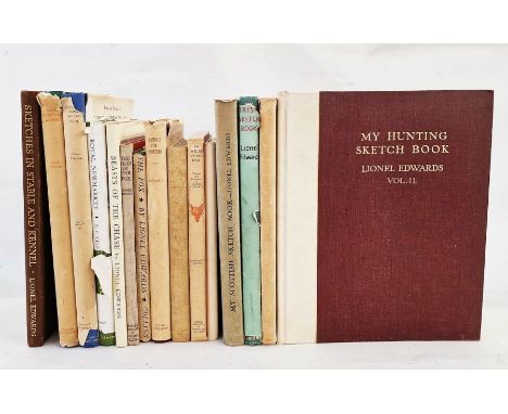 Edwards, Lionel - hunting books to include:-"My Hunting Sketchbook", Eyre & Spottiswoode, November 1928, colour plates, beige