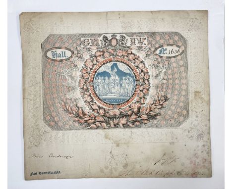 King George IV coronation banquet ticket made out to a Mrs. Anderson, No.1636, 19th July 1821&nbsp;