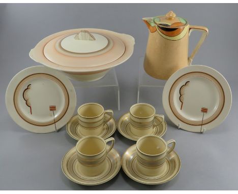 ****** ITEM LOCATION BISHTON HALL**********A mixed group of early twentieth century art deco period wares, c. 1910-30. Compri
