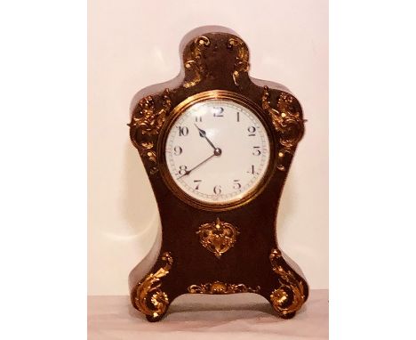 ****** ITEM LOCATION BISHTON HALL**********A late 19th Century balloon bracket timepiece, with pressed gilt metal scroll moun
