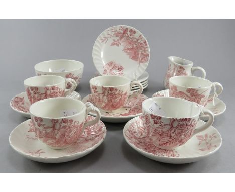 ****** ITEM LOCATION BISHTON HALL**********An early twentieth century art deco period transfer printed pink part child’s tea 