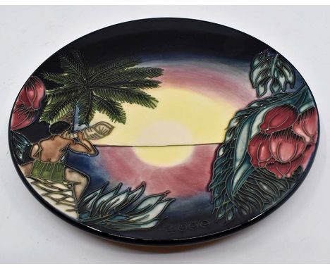A Moorcroft Birth of Light plate designed by Emma Bossons, date 2000, 22.5 cm diam, boxed Condition Report: hairline running 
