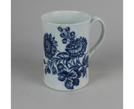 A Worcester porcelain 'Natural Sprays' pattern blue and white mug, with floral decoration, open crescent mark to base 12cm hi