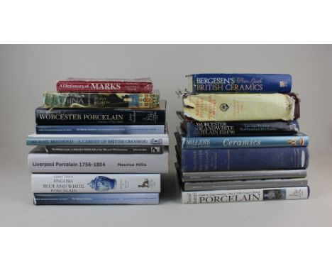 A collection of porcelain reference books and catalogues to include Liverpool Porcelain 1756-1804 (Hills), A Cabinet of Briti