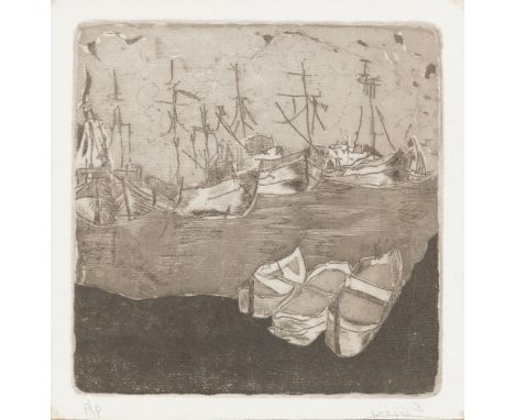 20th Century School/Boats by the Coast/indistinctly signed/artist's proof print, 19cm x 19cm/and two prints after Matisse