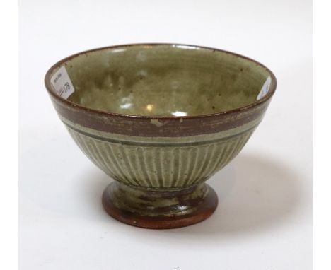 Richard Batterham (British, born 1936), a footed celadon bowl with fluted sides, 17cm diameter CONDITION REPORT: Condition ap