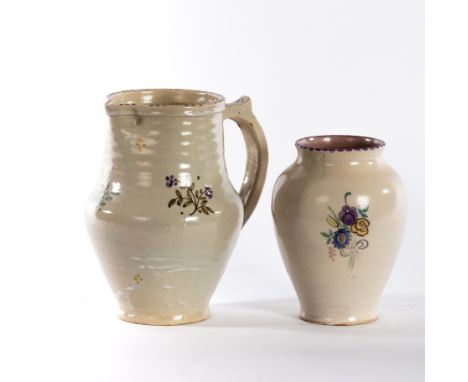 Carter Poole, a jug, 21.5cm high and a Carter Stabler Adams vase (cracked) decorated by Ethel Barrett, 16cm high