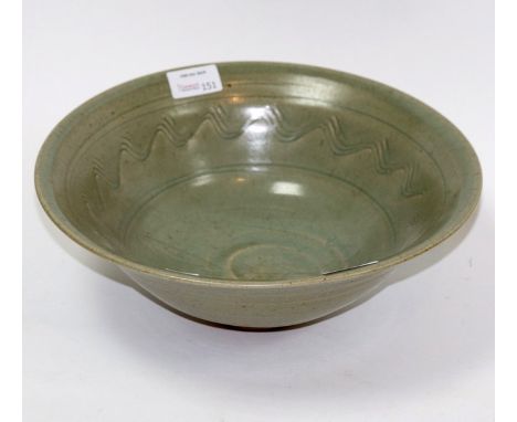 Jim Malone (British, born 1946), a celadon bowl, 30cm diameter CONDITION REPORT: ARR Artist's Resale Right may apply to the s