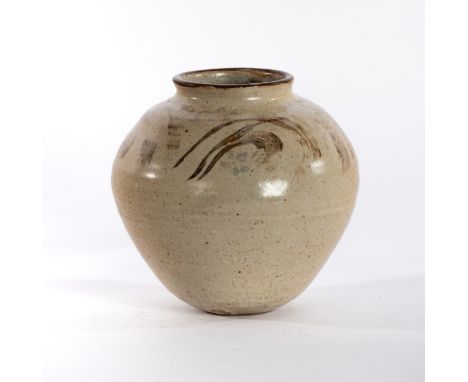 William Staite Murray (British 1881-1962), a vase, ash colour with brown brush marks to shoulder, impressed mark, 17cm high C