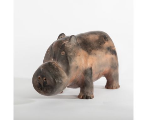 Robin Sales (British, Contemporary), a ceramic figure of a Hippo, initialled and dated 12/1995, 25cm long CONDITION REPORT: H