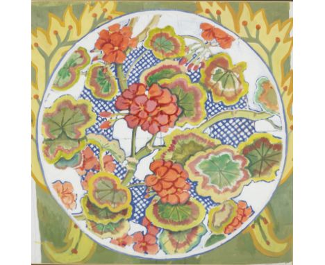 Lillian Delevoryas (American 1932-2018)/Study of a Needlepoint Tapestry/signed and inscribed/watercolour, 36cm x 37cm and ano