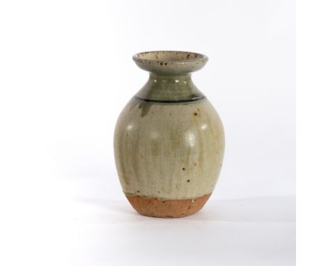 Attributed to Richard Batterham (British, born 1936), a green glaze stoneware bottle vase, 19.5cm high CONDITION REPORT: ARR 