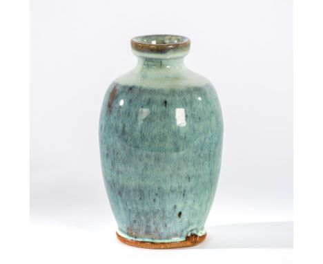 Mike Dodd (British, born 1943), a bottle vase in graduated pale blue glazes, seal mark, 17cm high CONDITION REPORT: Condition