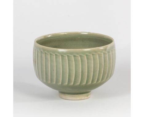 David Leach (British 1911-2005), a small fluted bowl, celadon glaze, 9.5cm diameter/Provenance: The David Greene Collection C