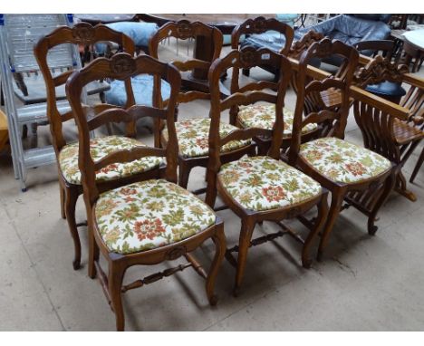 A set of 6 French oak ladder back dining chairs.