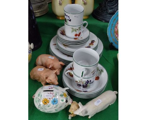 Royal Worcester "Evesham Vale" items, Beswick pig, etc.