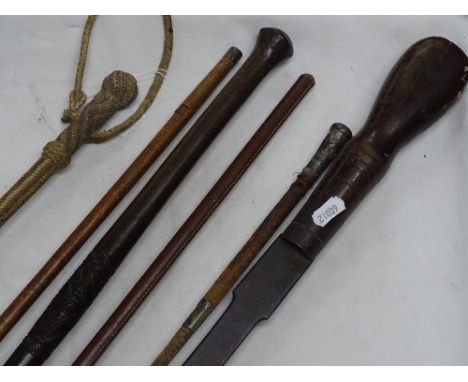 Riding crops, carved hardwood walking stick, swagger stick, etc.