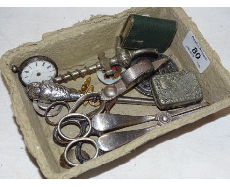 Vintage cigarette lighter, vesta case, corkscrew, candle snuffer, etc.