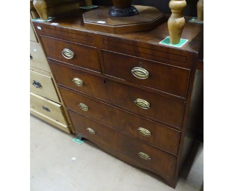 A Regency mahogany 2-section chest, with 5 drawers and bracket feet, width 3', height 3'3".