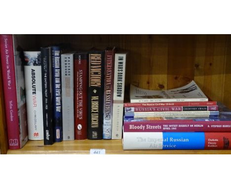 Shelf of books about wars including Russia.