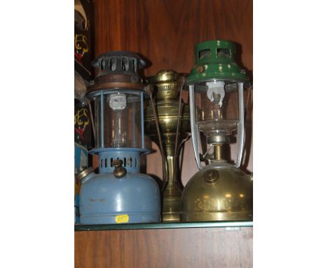 THREE VINTAGE TILLEY STYLE PARAFFIN LAMPS 