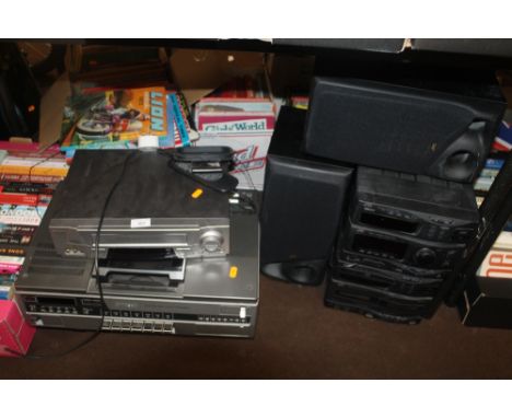 A JVC HIFI SYSTEM TOGETHER WITH A SANYO RECORDER