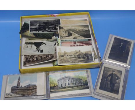 A COLLECTION OF VINTAGE POSTCARDS TO INCLUDE RAILWAY INTEREST 