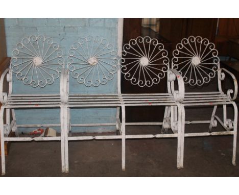 A CAST GARDEN BENCH AND TWO MATCHING CHAIRS