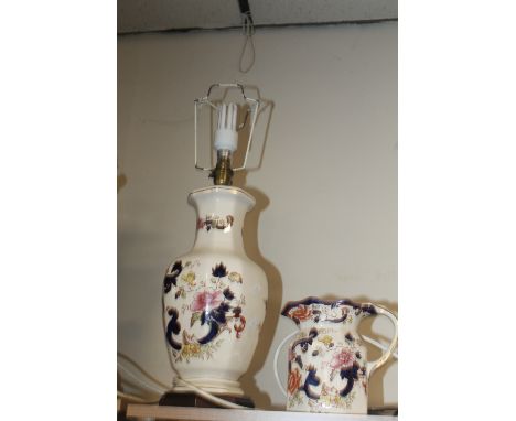 A MASONS LAMP, TOGETHER WITH MASONS JUG 