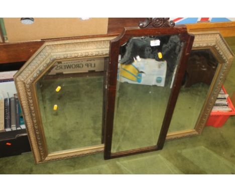 A LARGE OVER MANTEL MIRROR TOGETHER WITH A BEVEL EDGED MIRROR