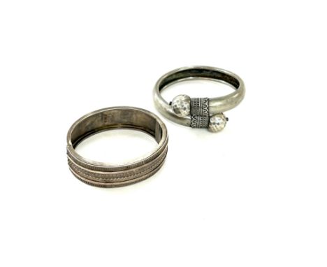 Antique hallmarked silver bangle Birmingham 1881 and 1 other 