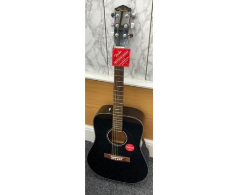 Boxed new black acoustic Fender guitar, model DC_605ELK 