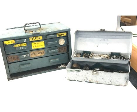 2 Vintage tool boxes and a selection of assorted tools 
