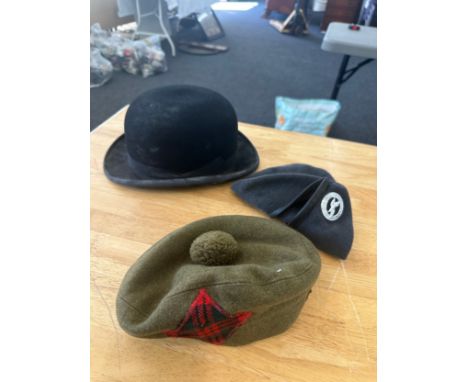 Three vintage hats one a Christys London, Air training corps and one other 