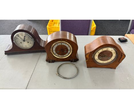 Three vintage 2 key hole mantle clocks, untested 