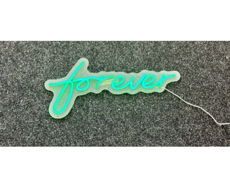 Neon beach light up forever green neon light, complete working order measures approximately 20 inches by 10 inches tall 