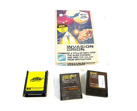 Selection of vintage computer games includes invasion orion game, Action atari game, Atari computer language etc 