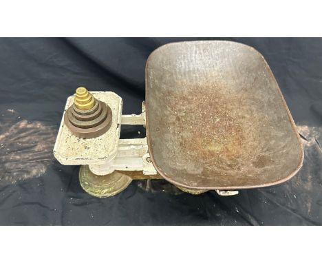 Set of vintage scales and weights 